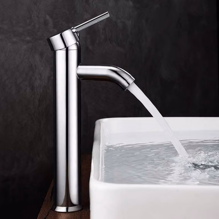 Miscelatore per lavabo alto, con bocchetta regolabile, cromato, in ottone