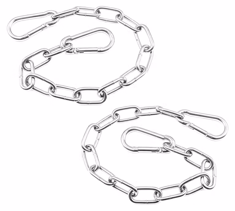 Catene in acciaio inossidabile con gancio a scatto, 2 pezzi, lunghezza 0,5 metri, diametro 3 mm, colore argento