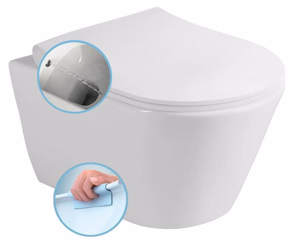 AVVA CLEANWASH WC sospeso con doccetta bidet, senza bordo, 35,5x53 cm, bianco