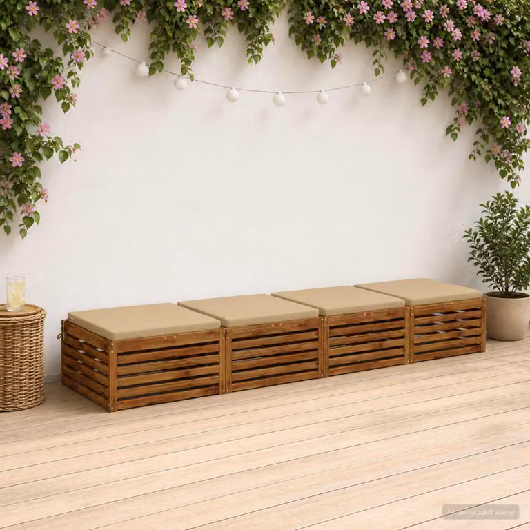 Set di 4 cuscini per sedia vidaXL SOEST in poliestere beige con fodera rimovibile e resistenza ai raggi UV