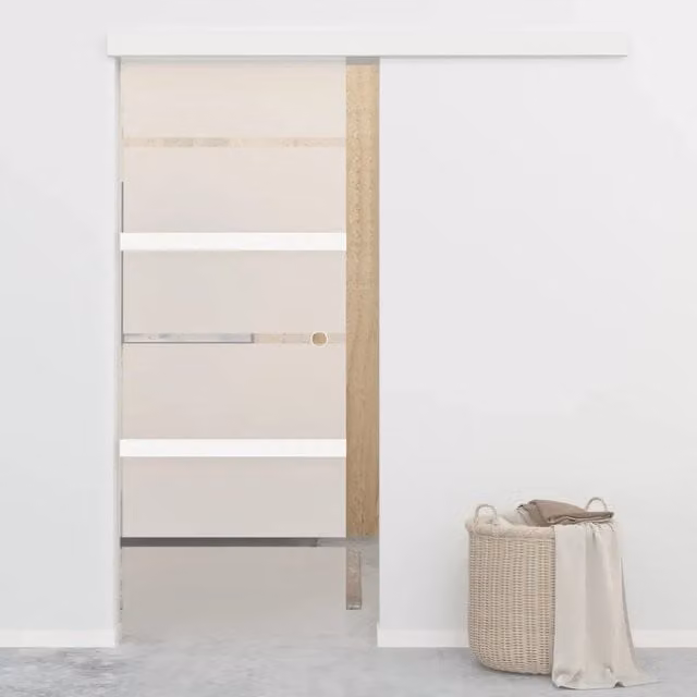 Porta Scorrevole VIDAXL in Vetro Trasparente e Alluminio Argento L: 76 cm, H: 205 cm
