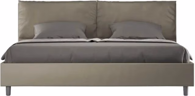 Letto matrimoniale king size con contenitore Antea Large Ityhome imbottito in similpelle color cappuccino L/P: 222 x 215 cm