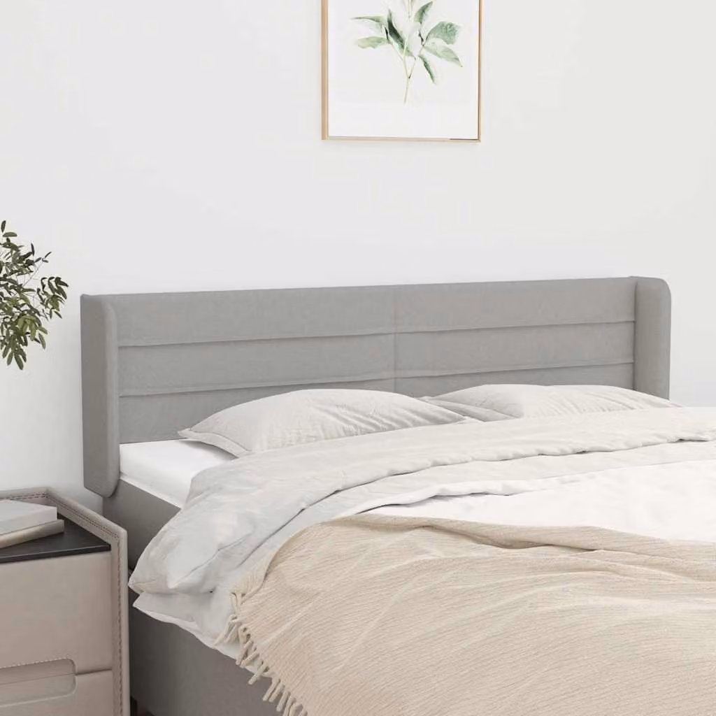 Testiera ad orecchio vidaXL in tessuto grigio chiaro con struttura in legno L: 147 cm, P: 16 cm, H: 78/88 cm