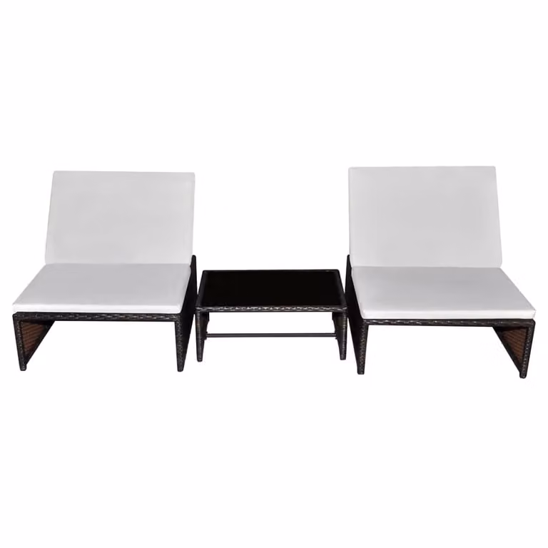 Sedie da Giardino Reclinabili 2 pz con Tavolo Polyrattan