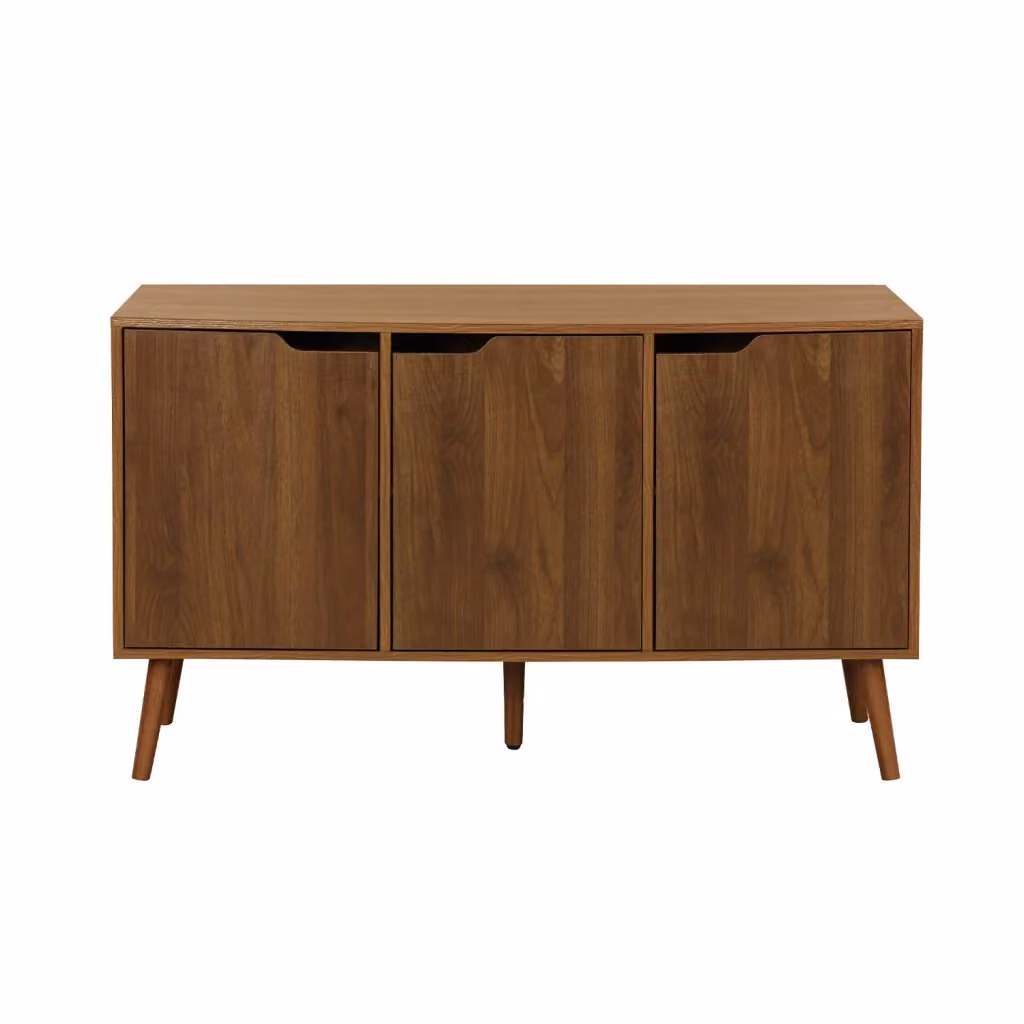 Credenza in stile scandinavo Sweeek in legno effetto noce marrone opaco per sala da pranzo, L: 120 cm – 2