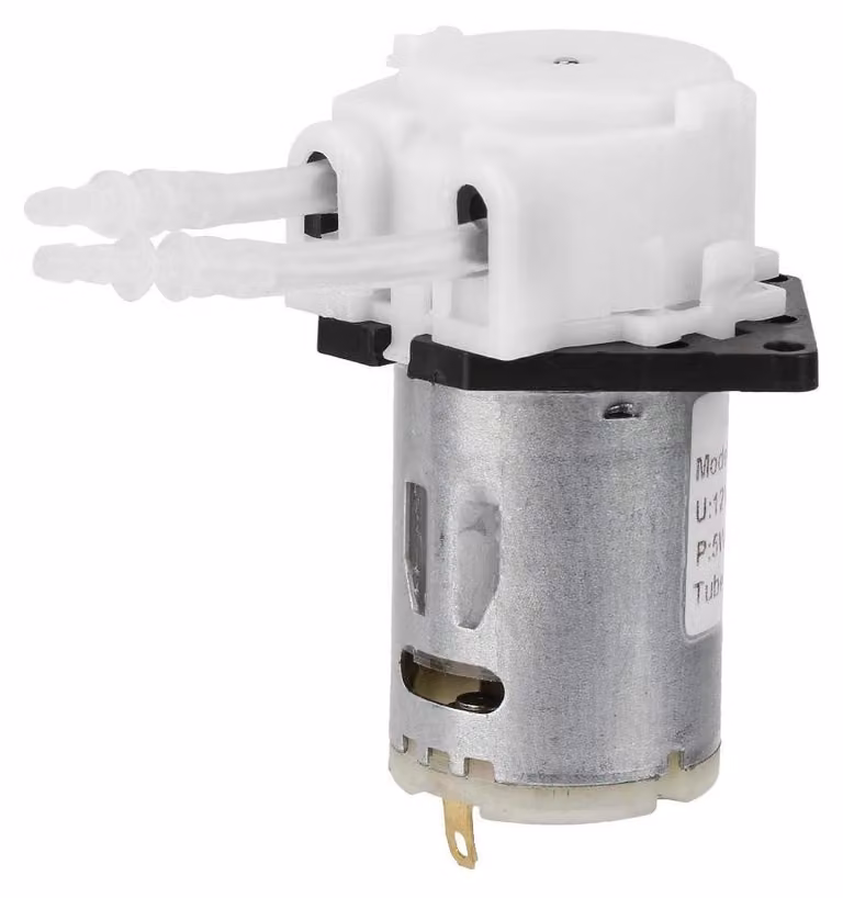Pompa peristaltica a 12V, portata da 10 a 90 ml/min, colore bianco, con 2 tubi da 4