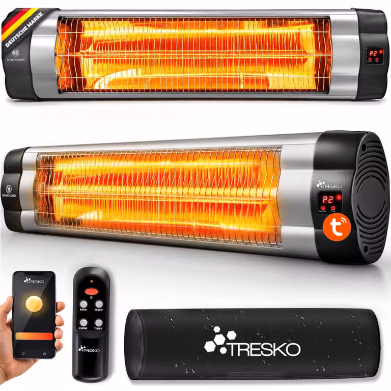 Riscaldatore a infrarossi da parete - Potenza 2500 W - Alimentazione elettrica - Colore argento - Con Wi-Fi - Radiatore