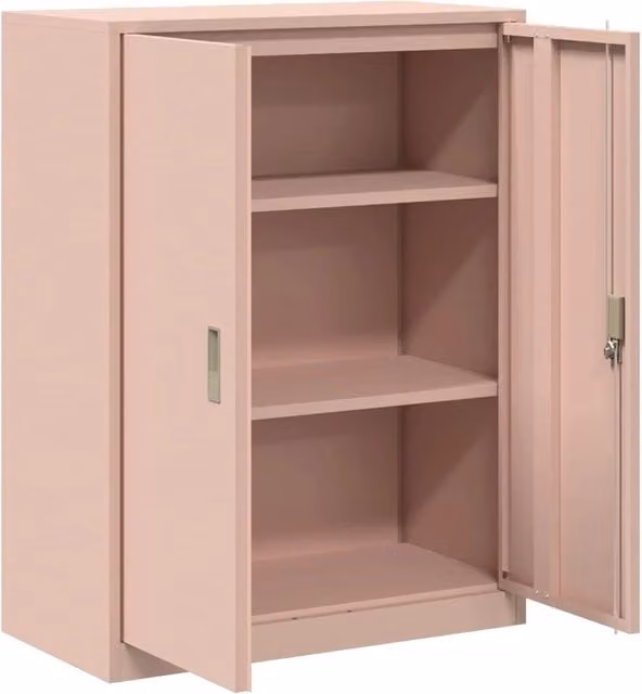 Armadio di archiviazione moderno con ante bloccabili e grande capacità ufficio 80 x 40 x 105 cm in acciaio laminato a freddo rosa 02_0054840
