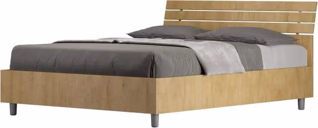 BS COM Letto matrimoniale francese senza rete 140x190 testata inclinata con doghe quercia