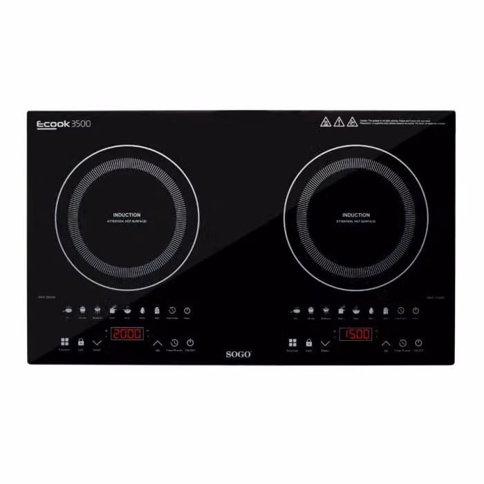 Piano cottura a induzione Sogo con 2 zone, controllo touch, display LED e timer, nero – 2