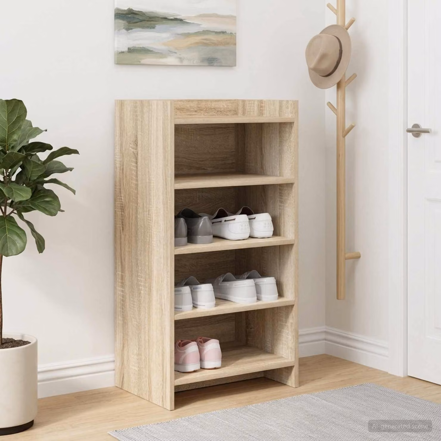Mobile porta scarpe moderno vidaXL in legno color rovere, L 48 cm x P 36 cm x H 92 cm