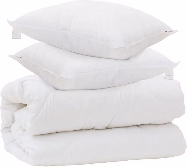 Set Piumone e Cuscini 3 Pezzi Bianco in Microfibra di Bambù e Poliestere Extra Warm