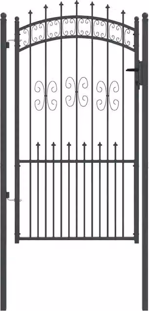 Cancello con Punta a Lancia KAMPEN 103 x 175 cm Acciaio Grigio CFW4287834