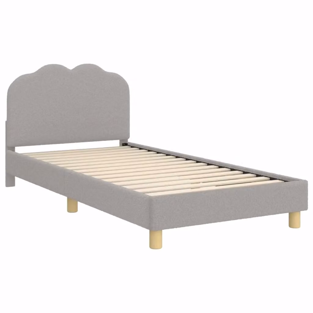 Letto moderno per bambini con struttura imbottita in tessuto bouclé grigio L/P/H: 190 x 90 x 85 cm – 2