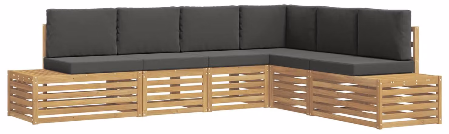 Set di divani da esterno, 6 pezzi, bianco e antracite