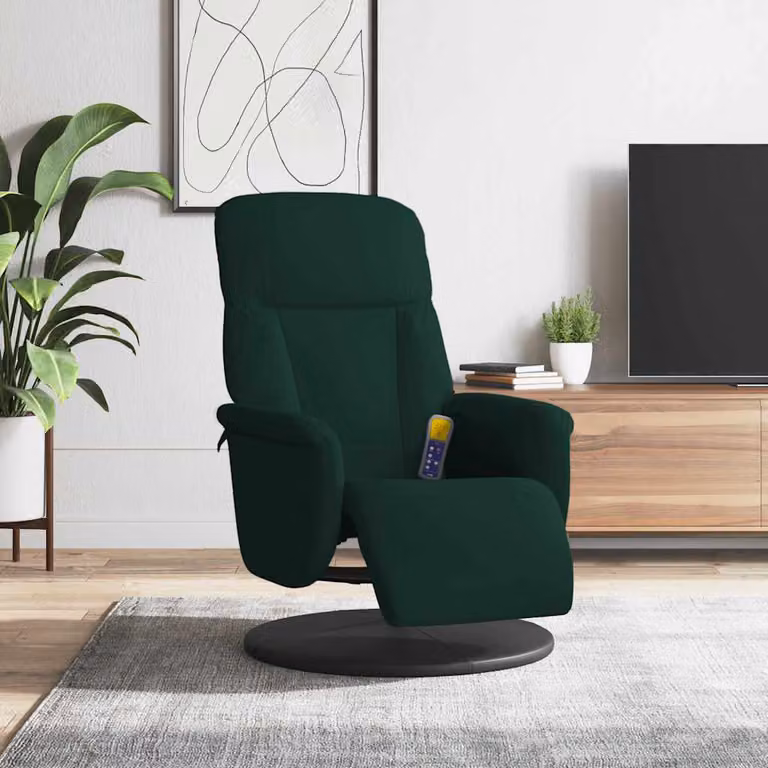 vidaXL Poltrona Reclinante Relax in Velluto Verde con Poggiapiedi e Braccioli