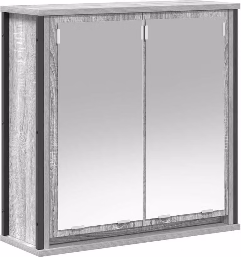 Pensile da Bagno con Specchio Grigio Sonoma 60x21x60 cm