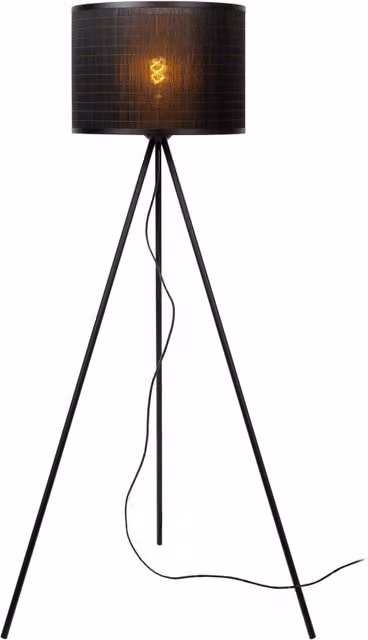 Lampada da terra Lucide Tagalog nera in rattan e metallo con attacco E27, Altezza: 142 cm