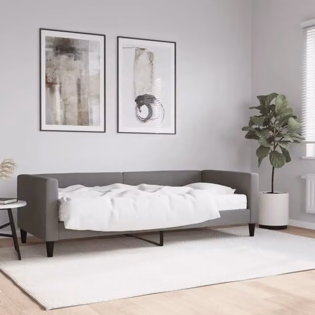 Divano Letto Moderno vidaXL in Tessuto Grigio con Materasso L: 200 cm, P: 80 cm, H: 68 cm – 1