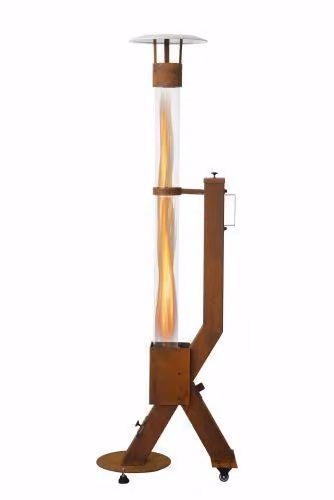 Riscaldatore da terrazza a pellet Green Flame Rocket Heater in acciaio Corten - 58,3 x 30 x 158,2 cm