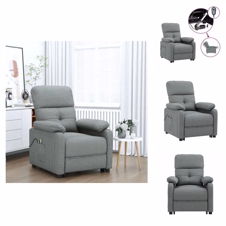 vidaXL Sedia da massaggio elettrica in tessuto grigio scuro - Sedia da massaggio
