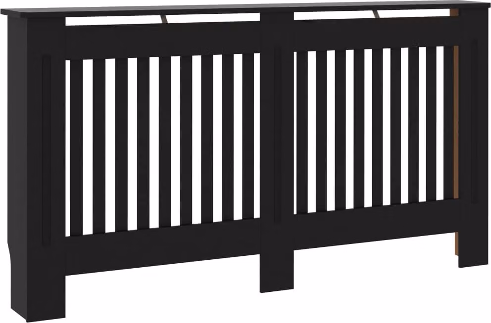 Copertura per Radiatore Nera 152x19x81,5 cm in Legno Multistrato