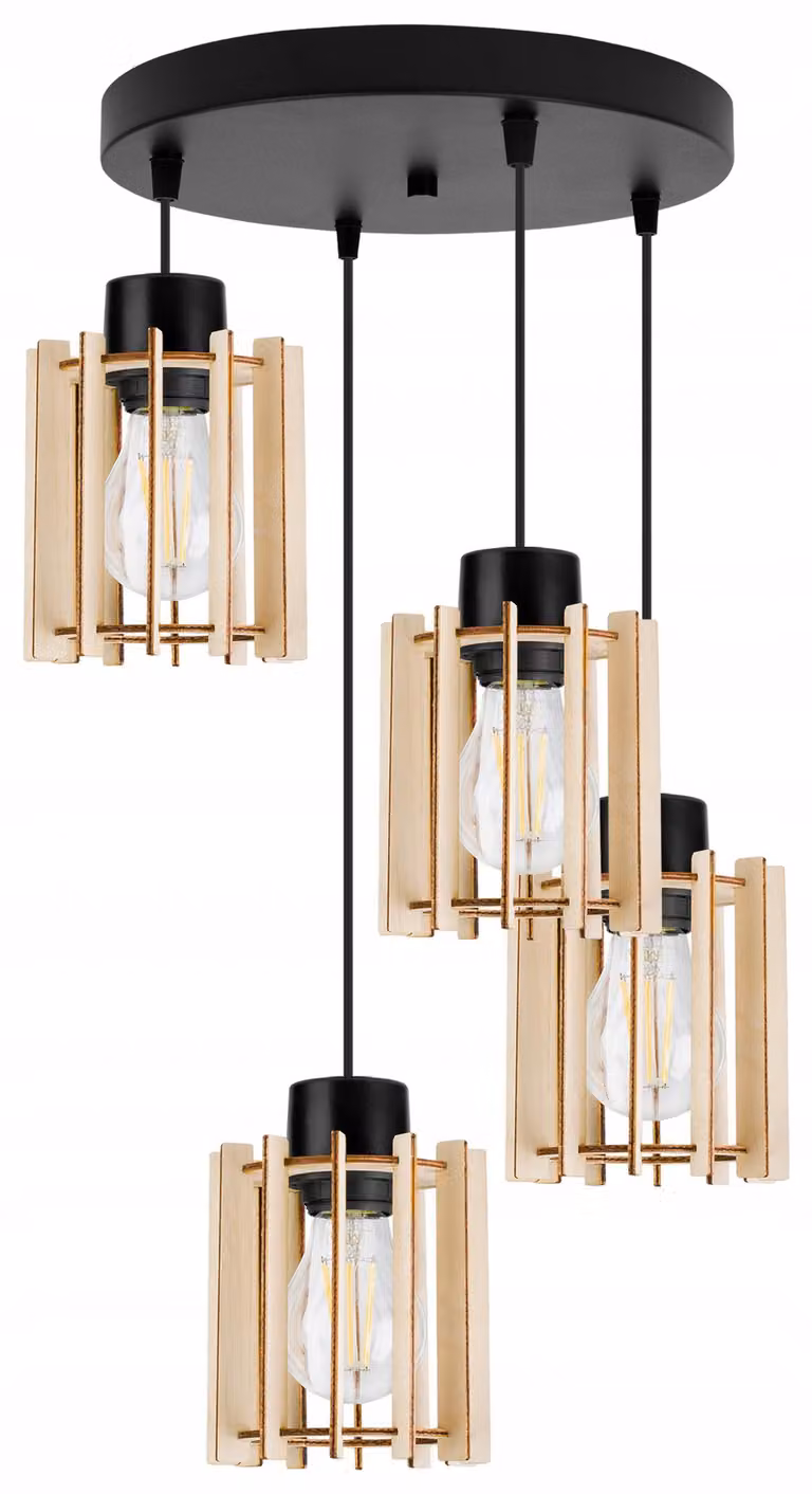 Lampada a sospensione, lampadario da soffitto, legno, paralume LED
