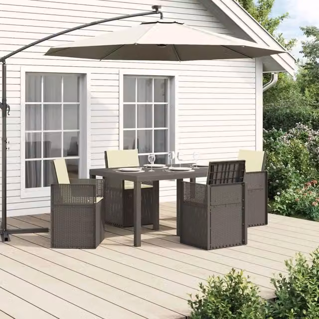 Set da Pranzo per Giardino 5 pz Grigio chiaro e panna PP 3430067
