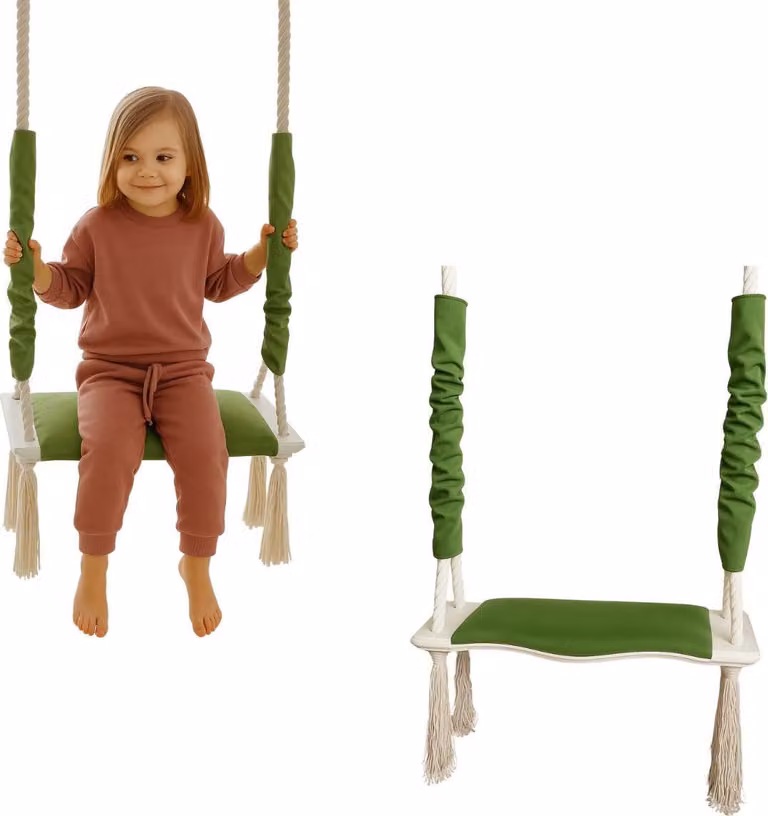 Altalena per bambini | altalena in legno | altalena per bambini | dondolo con cuscino in spugna | corda sospesa