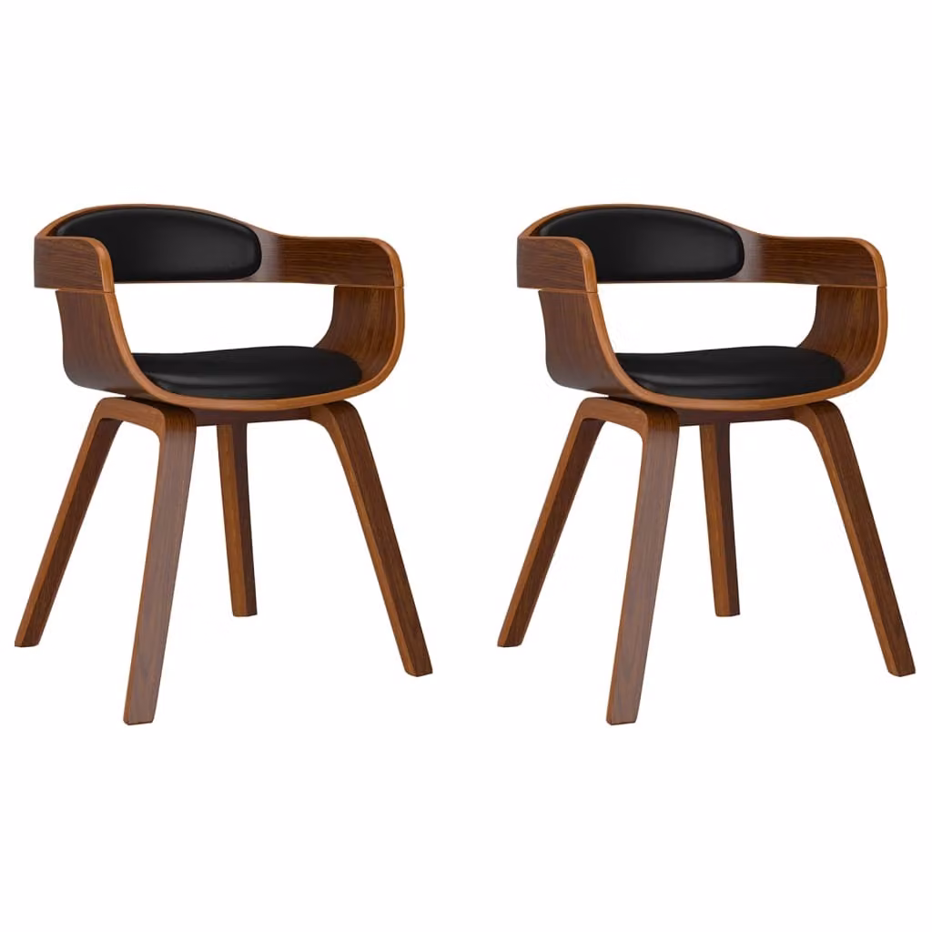 Sedie da Pranzo 2 pz Nere in Legno Curvato e Pelle finta