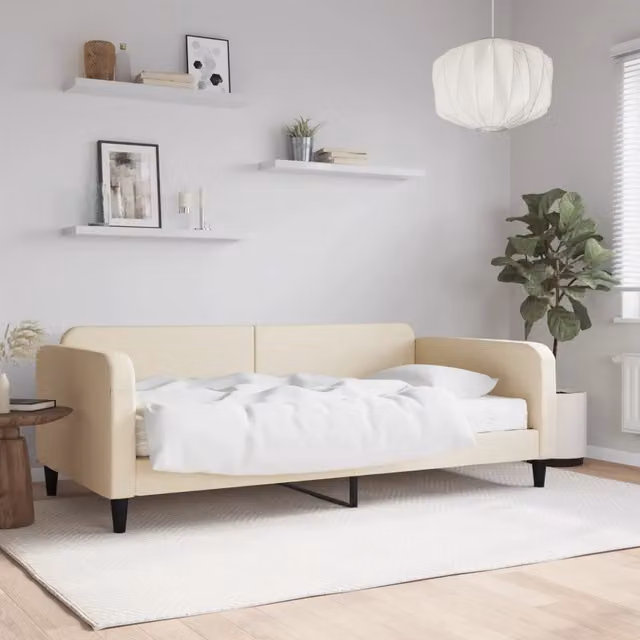 Divano Letto con Materasso Crema 80x200 cm in Tessuto 3196797