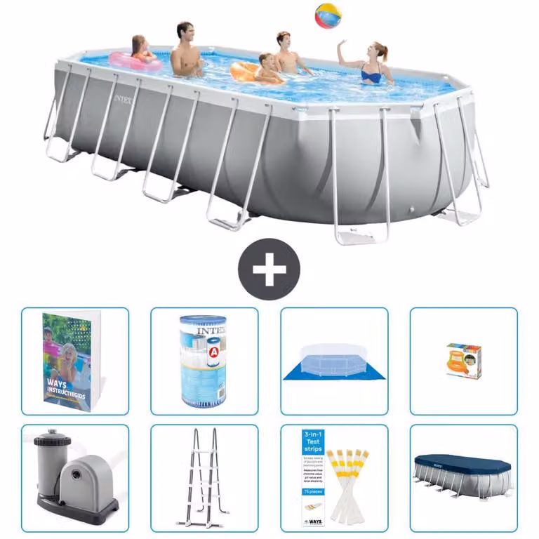 Piscina ovale con struttura a telaio Prism - 610x305x122 cm - 7 pezzi - Modello S541