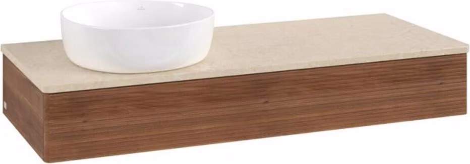 Mobiletto V&B con struttura frontale Antao 120x19x50cm, WBP colore botti, l. noce
