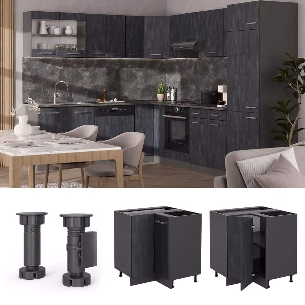 Mobile ad angolo cucina R-Line Vicco Calce nera e Antracite L: 75.6 cm – 2