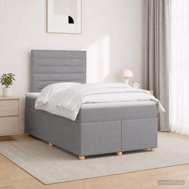 Letto box spring con materasso ibrido vidaXL Grigio e Bianco L/P/H: 200 x 120 x 34,5 cm