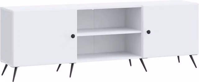Mobile TV-Credenza Design In Bianco in Legno e Metallo Stile Vintage L: 150 cm, P: 50 cm, H: 31 cm