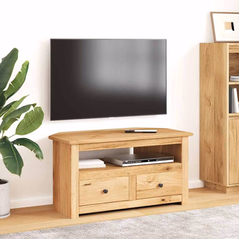 vidaXL Mobile Porta TV Angolare Panama Range in Pino Massello Marrone L 93 cm x P 49 cm x H 49 cm