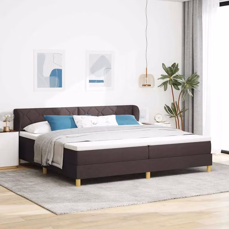 Letto a molle con testiera vidaXL in tessuto marrone scuro L/P/H: 200 x 200 x 28 cm