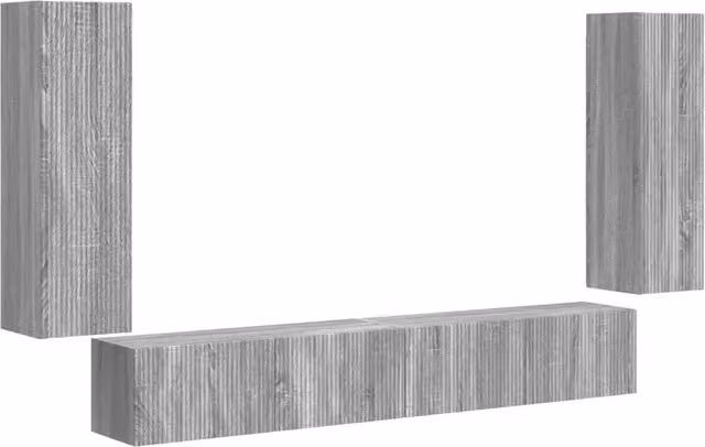 Set di Mobiletto da TV a Parete 4 pz | Armadietto TV | Mobile Porta TV Grigio Sonoma
