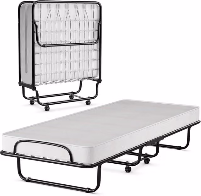 Letto pieghevole Costway con materasso in memory foam e struttura in metallo con ruote, L/P: 190 x 80 cm – 1