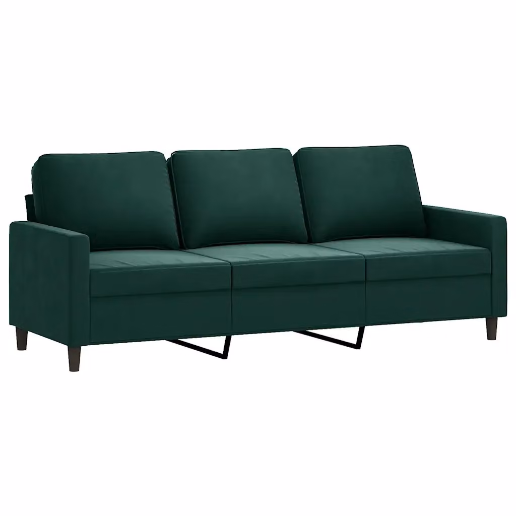 Divano a 3 posti moderno vidaXL in velluto verde con struttura in metallo L: 198 cm, P: 80 cm, H: 77 cm – 2