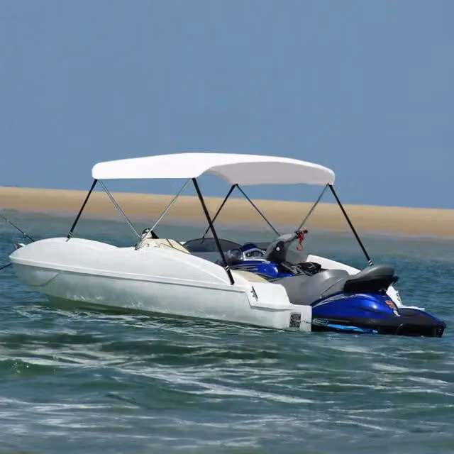 Bimini di Prua con Tendalino a 2 Archi Bianco L 180 x P 150 x H 110 cm