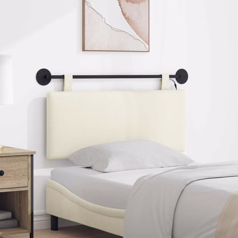 Testiera sospesa vidaXL in tessuto cord beige con illuminazione integrata
