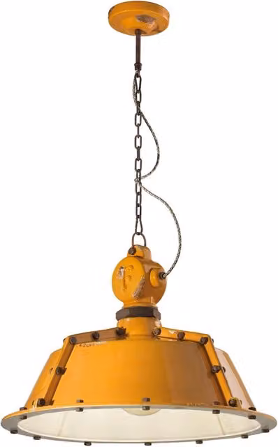 Lampadario a sospensione Industrial Ferroluce in metallo e ceramica giallo, 1 luce E27, diametro 52 cm