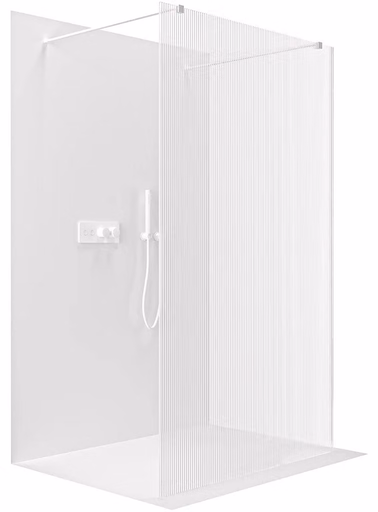 Pannello doccia angolare Walk-in Onyx Duo, versione sinistra/destra, vetro temperato da 8 mm, profilo quadrato, colore bianco opaco, vetro smerigliato, dimensioni 160x200 cm