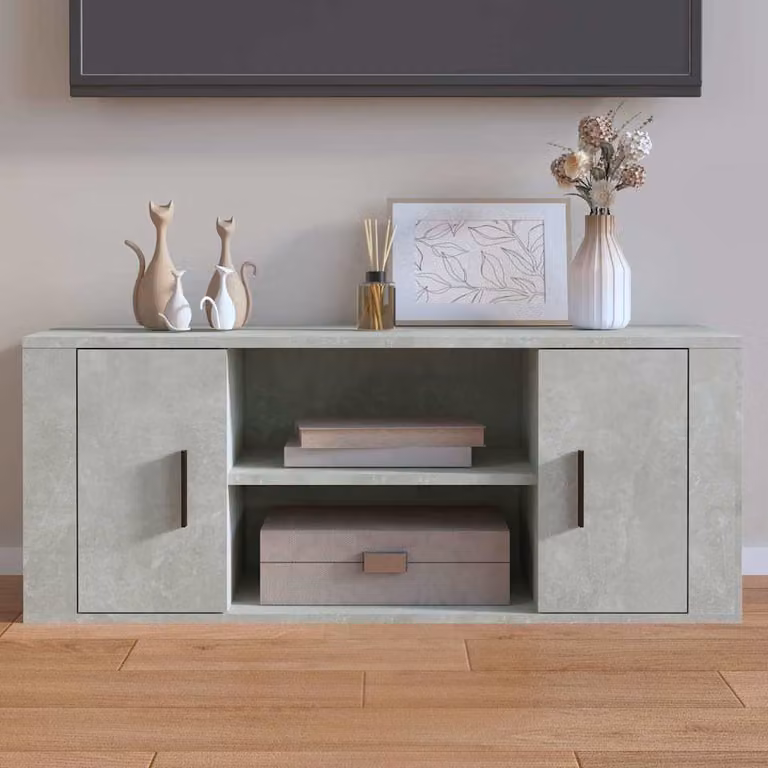 Mobile per TV moderno vidaXL in legno e MDF, Grigio, L 100 cm x P 35 cm x H 40 cm