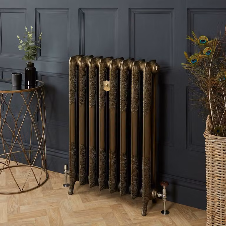 Radiatore Tradizionale in Ghisa a 2 Colonne Alto 950mm - Finitura Ottone Naturale - Charlotte