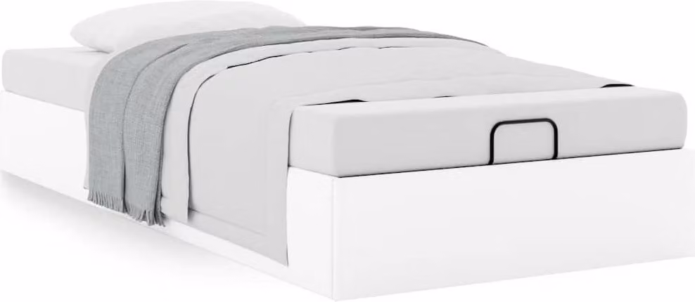Struttura Letto Pouf senza Materasso Bianco 90x200cm Pelle finta