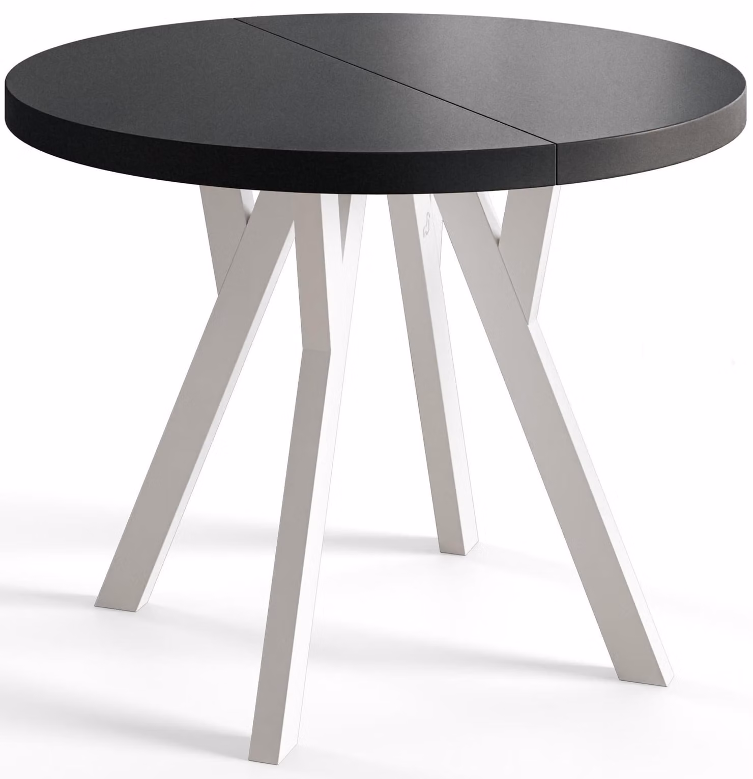 Alpi Moebel, Tavolo da Pranzo, Tavolo per Mangiare Allungabile, Diametro da 80 cm, Nero, Collezione Ovo