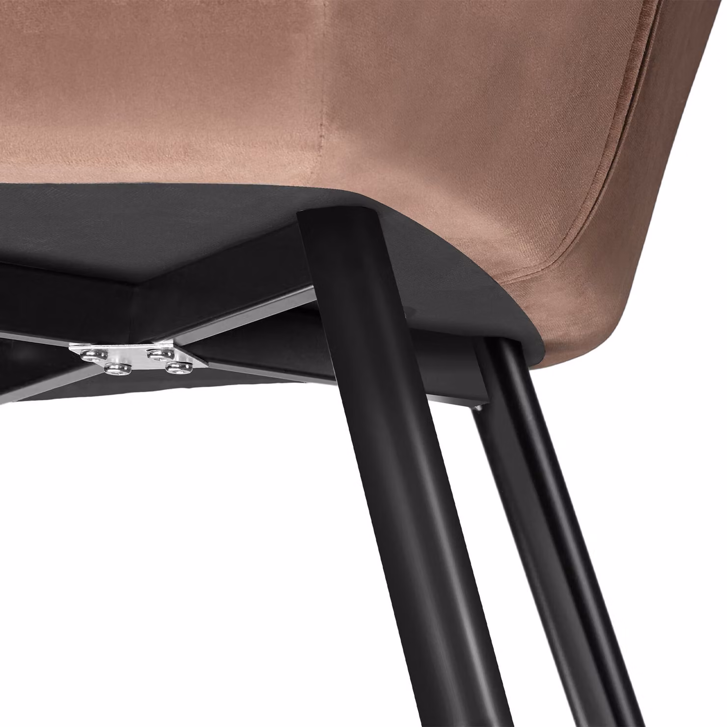 Set di 4 sedie Marilyn tectake in velluto marrone con gambe nere per soggiorno e sala da pranzo – 1